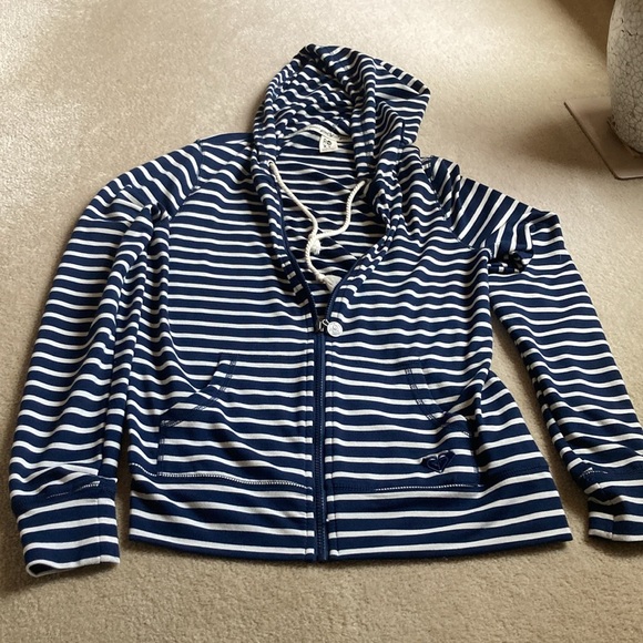Roxy, zippered large jacket. Navy white striped - Picture 6 of 10